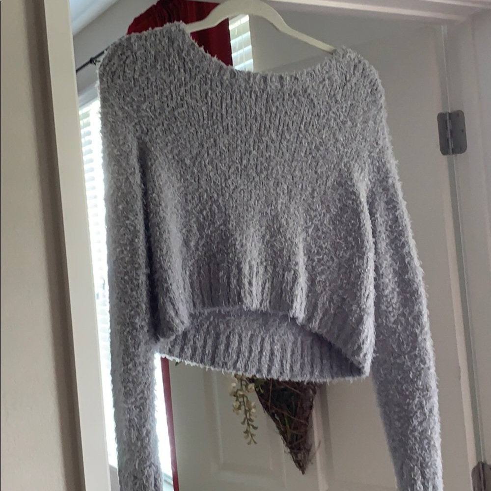 Target eyelash crop gray sweater